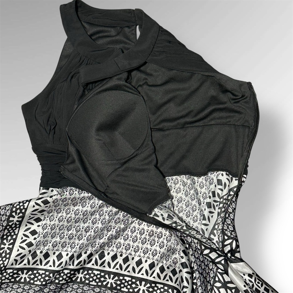 Black and White High Low Halter Sundress Sz 14 - Picture 5 of 11